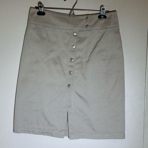 Ulla Johnson pencil skirt Beige silver button  8 Ulla Johnson tan career pencil - Picture 2 of 15